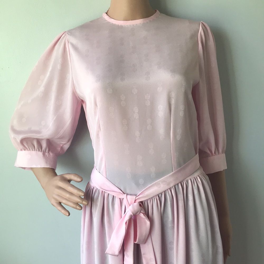 Silky Pink Vintage Cottagecore Dress - Picture 6 of 16